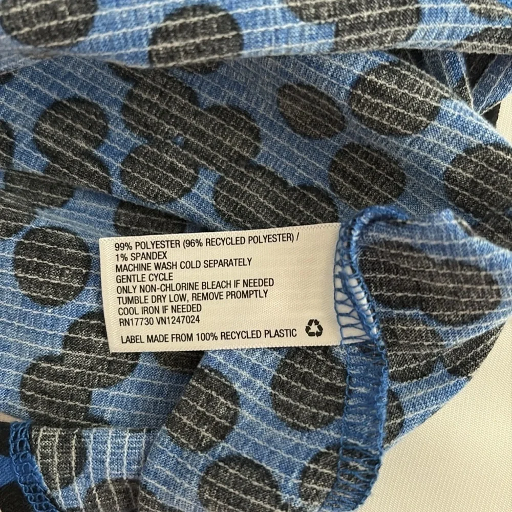 Ava & Viv Blue and Black Polka Dot Tie Front, Long  Sleeve Blouse. Size 2X=20/22